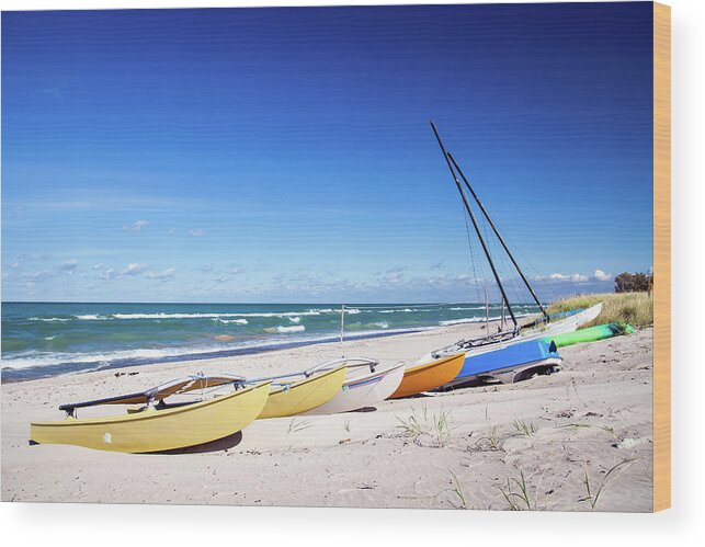 Lakeshore Wood Print featuring the photograph Beached Boats by Daniel A. Leifheit