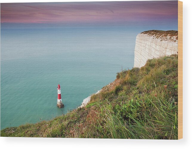 Tranquility Wood Print featuring the photograph Beachy Head Lighthouse by Andrea Ricordi, Italy