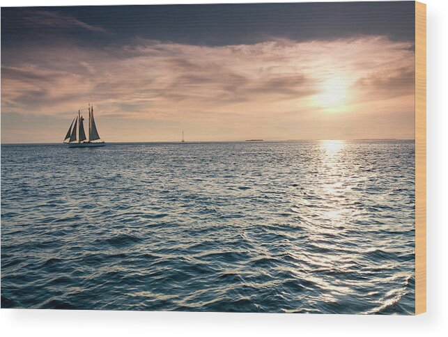 Scenics Wood Print featuring the photograph Beautiful Sunset Over The Ocean Waters by Ricardoreitmeyer
