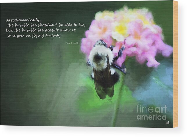 Simple Thing Wood Print featuring the photograph Bee on Flower 2 by Sandra Clark