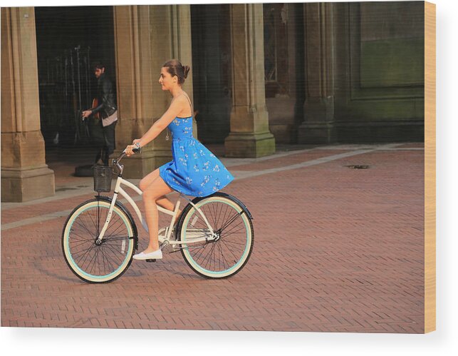 Bike Wood Print featuring the photograph Bicycle Girl 1 by Andrew Fare