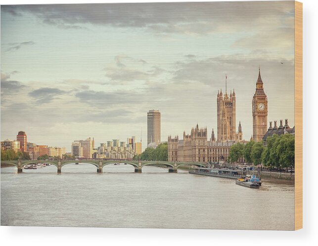 Clock Tower Wood Print featuring the photograph Big Ben And Houses Of Parliament by Mlenny