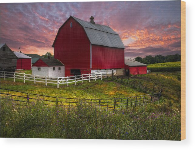 Appalachia Wood Print featuring the photograph Big Red at Sunset by Debra and Dave Vanderlaan