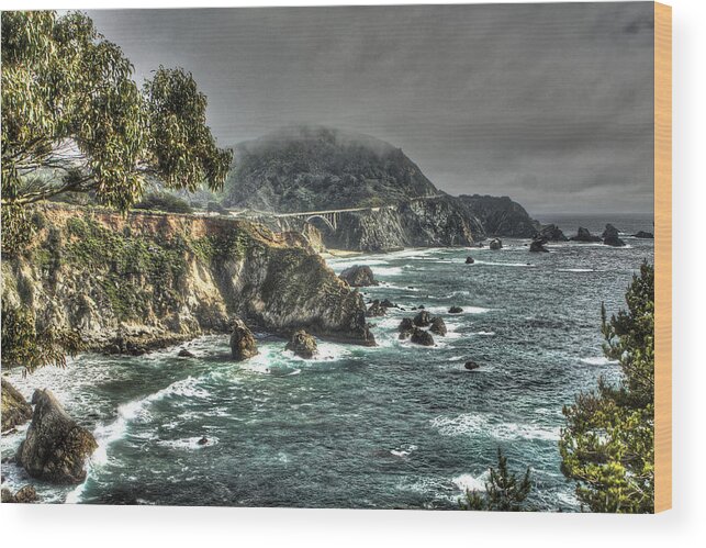 Beach Wood Print featuring the photograph Big Sur Coast and Bixby Bridge 2 by SC Heffner