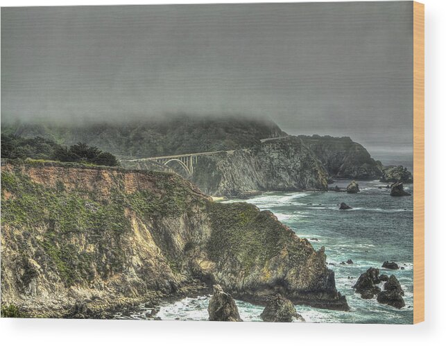 Beach Wood Print featuring the photograph Big Sur Coast view of Bixby Bridge by SC Heffner