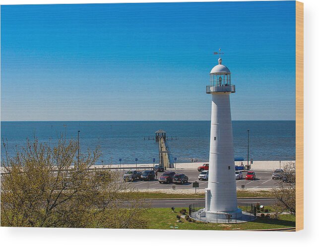Lighthouse Wood Print featuring the photograph Biloxi Lighthouse and The Gulf of Mexico by Brian Wright