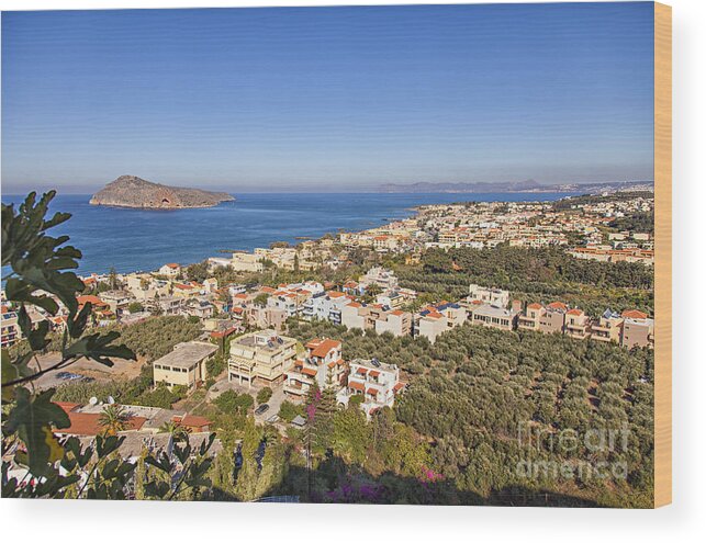 Scenery Wood Print featuring the photograph Birds eye view of Crete Greece by Sophie McAulay