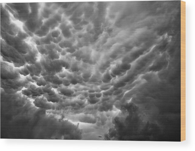 Black And White Wood Print featuring the photograph Birth of a Mammatus by Robert FERD Frank