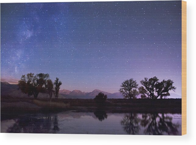 Night Wood Print featuring the photograph Bishop Moonrise by Cat Connor