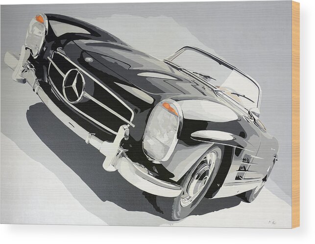  Wood Print featuring the painting Mercedes 300 sl by Marek Ptak
