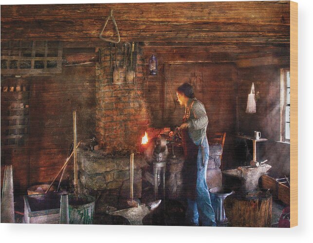 Savad Wood Print featuring the photograph Blacksmith - Cooking with the Smith's by Mike Savad