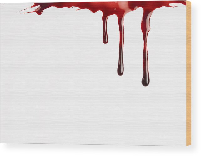 White Background Wood Print featuring the photograph Blood Dripping by Redhumv