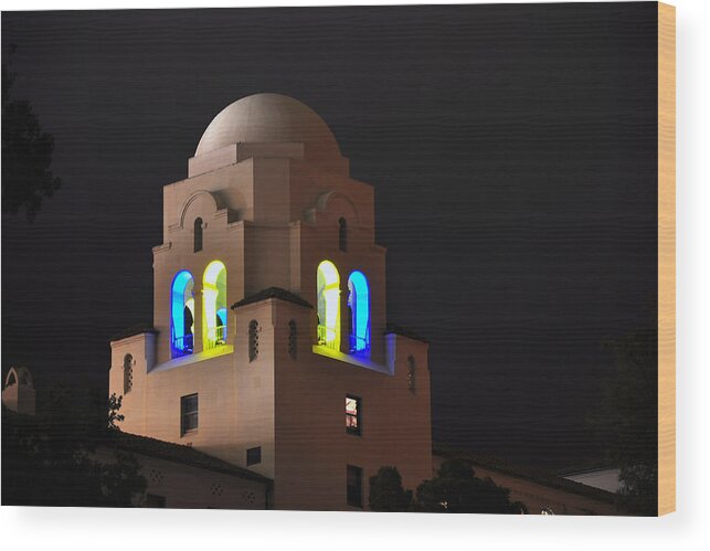 Bay Area Wood Print featuring the photograph Blue and Gold I-House Dome by Joel Thai