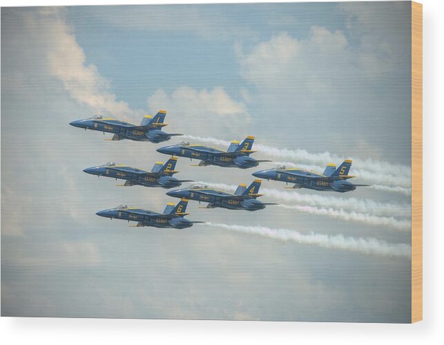 Blue Angels Wood Print featuring the photograph Blue Angels Delta Pass by Jeff Cook