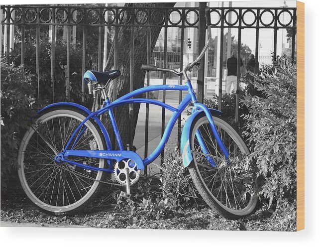 Bike Wood Print featuring the photograph Blue Bike by Alex King