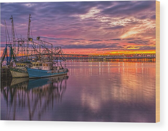 Blue Hour Wood Print featuring the photograph Blue hour meets Golden hour by Brian Wright