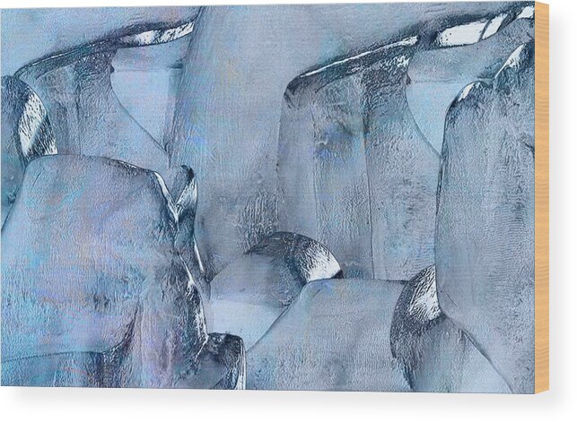 Abstract Wood Print featuring the painting Blue Ice by Jack Zulli