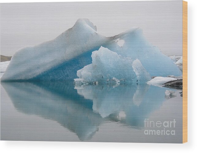 Ice Wood Print featuring the photograph Blue icebergs by Patricia Hofmeester