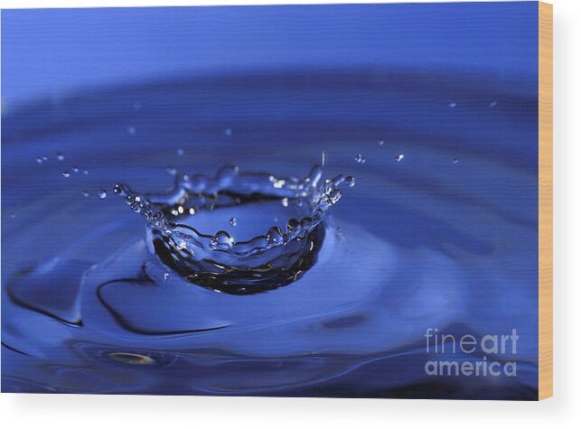 Water Drop Wood Print featuring the photograph Blue Water Splash by Anthony Sacco