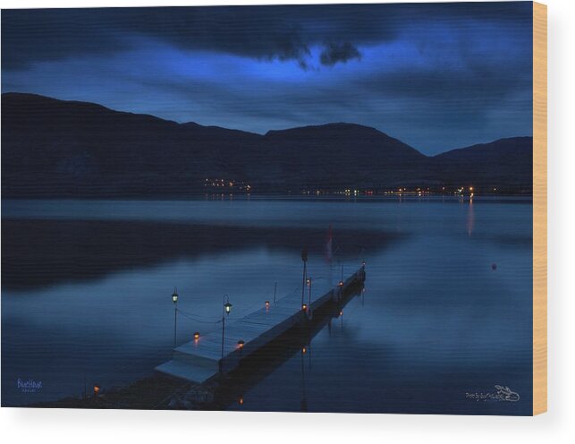 Blue Hour Wood Print featuring the photograph BlueHour - Skaha Lake 4-2-2014 by Guy Hoffman