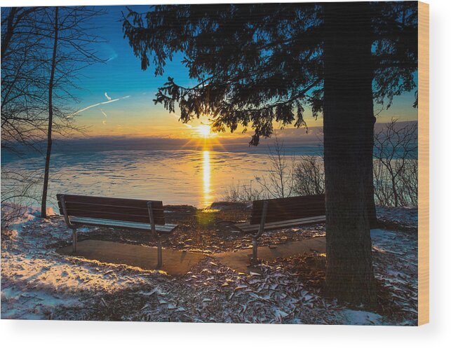 Sunrise Wood Print featuring the photograph Bluff Benches by James Meyer