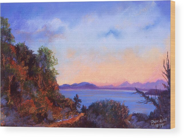 Landscape Wood Print featuring the pastel Bluff by Susan Will