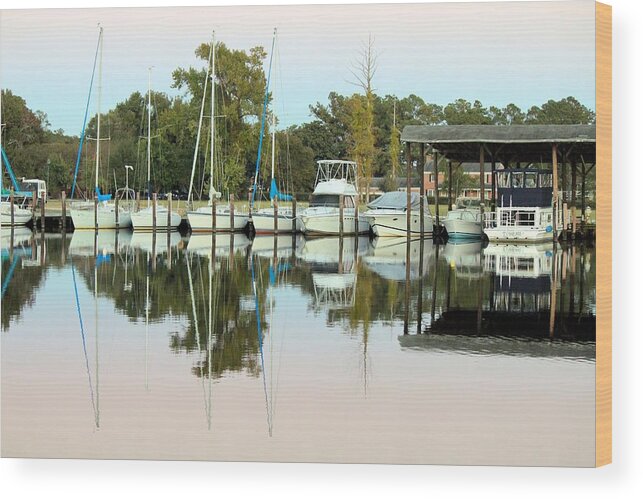 Boat Wood Print featuring the photograph Boats and Reflections by Carolyn Ricks