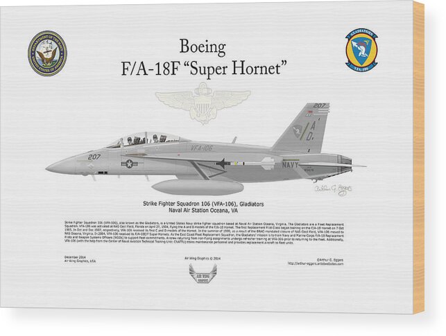 Boeing Wood Print featuring the digital art Boeing FA-18F Hornet by Arthur Eggers