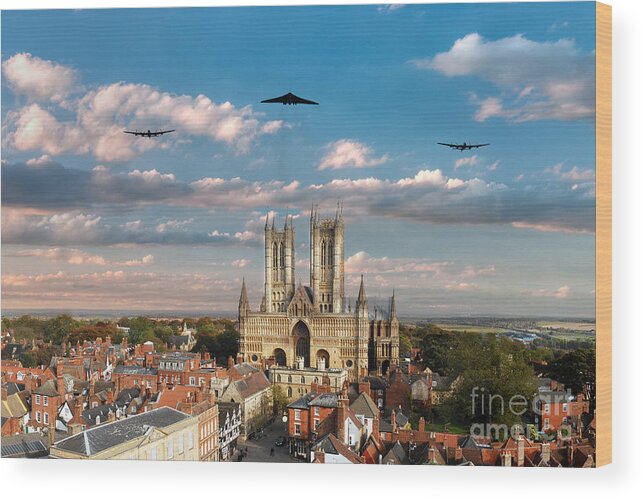 Avro Wood Print featuring the digital art Bombers Over Lincoln by Airpower Art