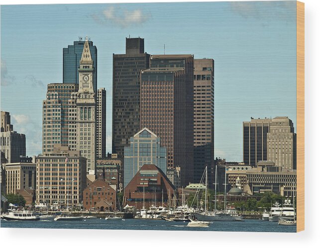 Boston Wood Print featuring the photograph Boston Skyline by Caroline Stella