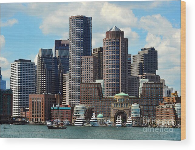 Skyscrapers Wood Print featuring the photograph Boston Skyline by Randi Grace Nilsberg