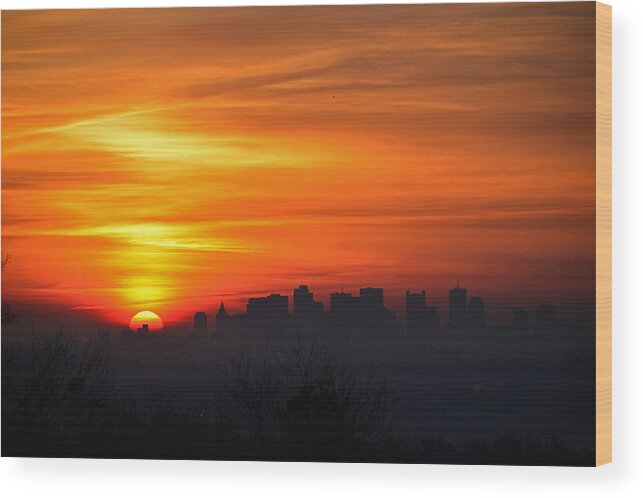 Boston Wood Print featuring the photograph Boston Sunrise by Ken Stampfer