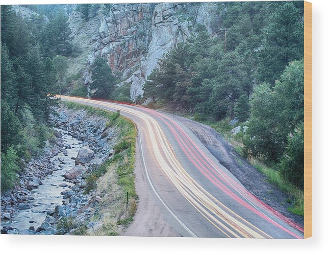 Night Wood Print featuring the photograph Boulder Canyon Drive and Commute by James BO Insogna