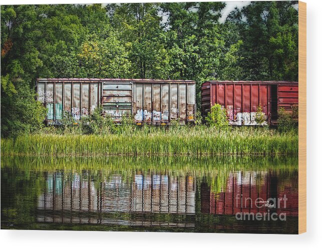 Reflection Wood Print featuring the photograph Boxcar Reflection by Ms Judi