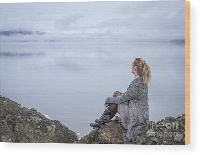 Girl Wood Print featuring the photograph Breathe by Evelina Kremsdorf