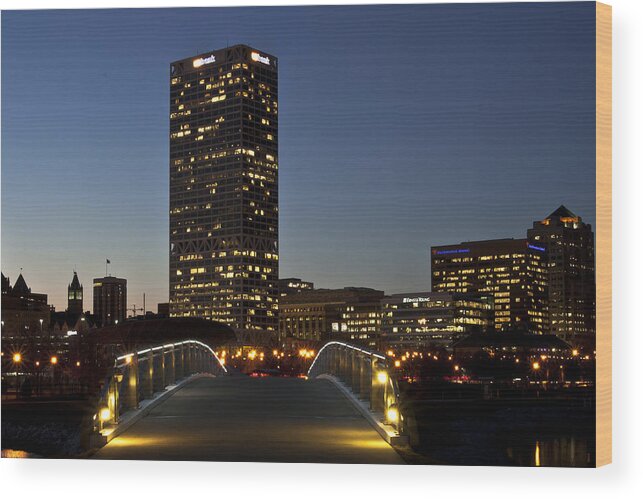 Bridge Wood Print featuring the photograph Bridge into Milwaukee by Deborah Klubertanz