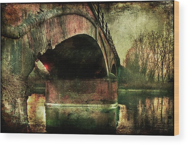 Albairate Wood Print featuring the photograph Bridge over the canal by Roberto Pagani