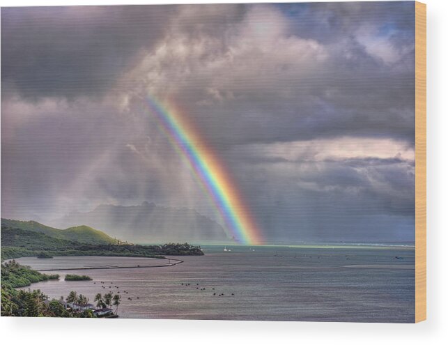 Hawaii Wood Print featuring the photograph Brilliant Rainbow by Dan McManus