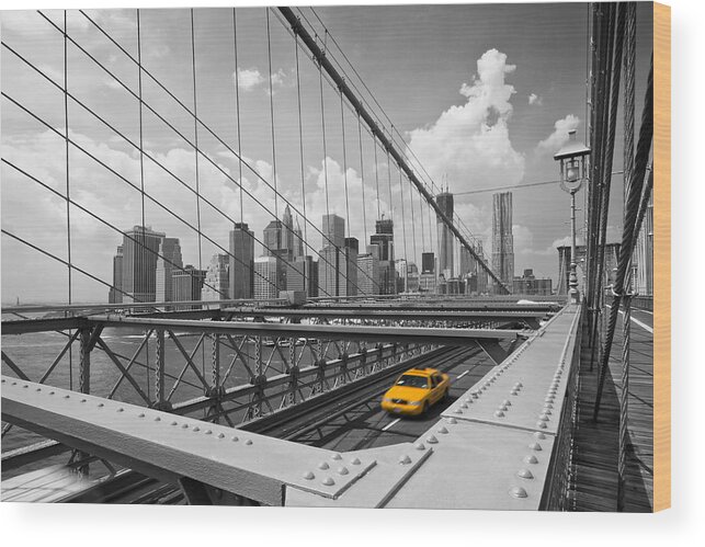 America Wood Print featuring the photograph Brooklyn Bridge View NYC by Melanie Viola
