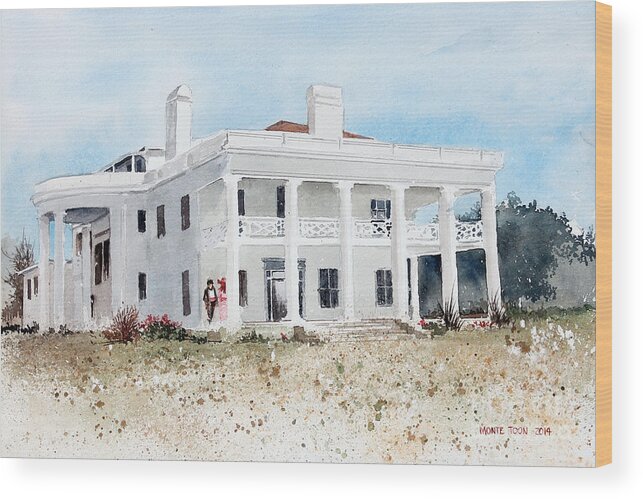 The Historical Brown Mansion Is Located In Coffeyville Wood Print featuring the painting Brown Mansion by Monte Toon