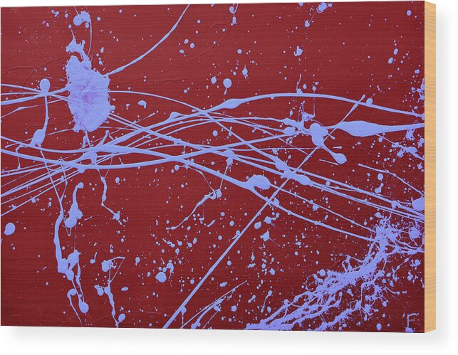 Abstract Wood Print featuring the painting Brush Accident Red by Faith Waite