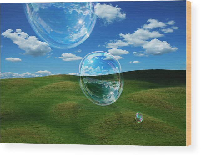 Tranquility Wood Print featuring the photograph Bubble Float Across A Tuscan Landscape by Andrew Bret Wallis