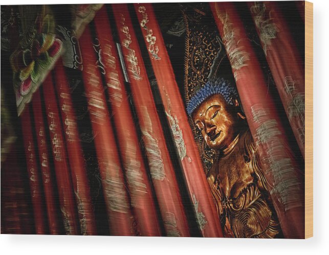 Chinese Culture Wood Print featuring the photograph Buddha Statue In Xiyuan Temple by John Wang