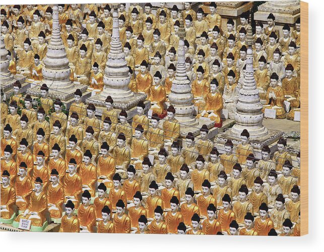 Statue Wood Print featuring the photograph Buddhas In Monywa - Myanmar by Christophe Paquignon