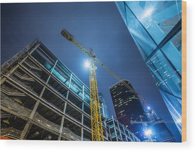 Working Wood Print featuring the photograph Building Under Construction by Xijian