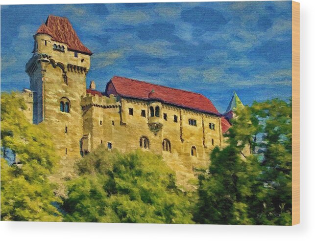 Austria Wood Print featuring the painting Burg Liechtenstein by Jeffrey Kolker