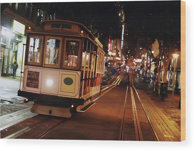 San Francisco Wood Print featuring the photograph Cable Car In San Francisco by Thank You For Choosing My Work.