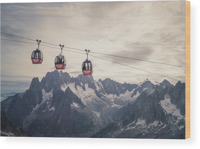Scenics Wood Print featuring the photograph Cable Car In The Alps by Buena Vista Images