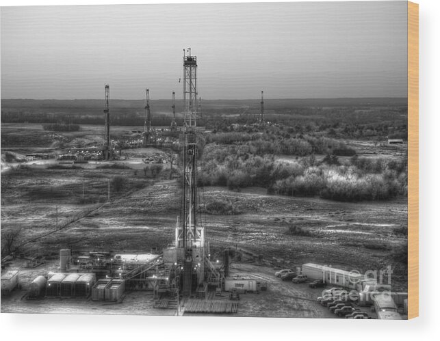 Oil Rig Wood Print featuring the photograph Cac001-140 by Cooper Ross