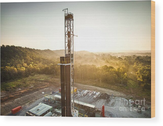 Oil Rig Wood Print featuring the photograph Cac004-8 by Cooper Ross